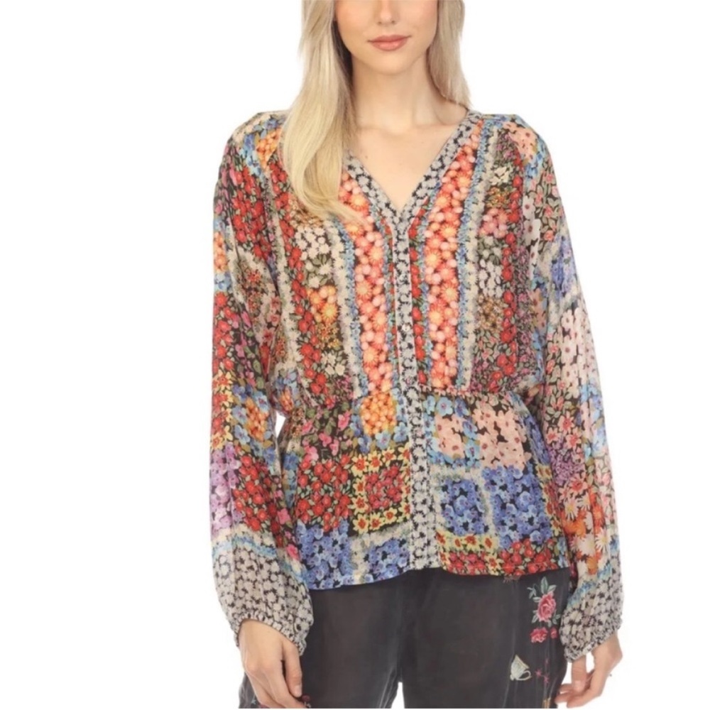 Johnny Was Fawn Button Up Tunic Hippie Top